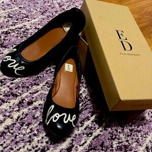 Ellen Degeneres black love flats